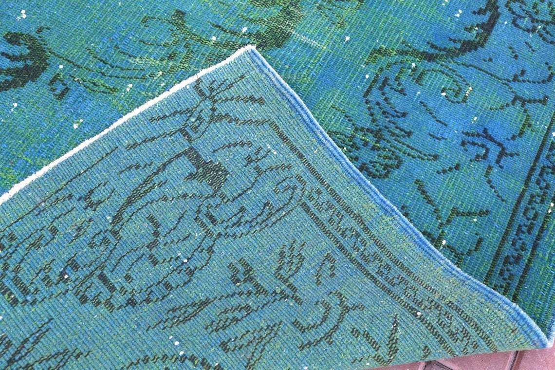photo furniture 6.1x9.5, Modern, Turkish Rug, Vintage Rug, Area Rug, Turquoise Oushak Rug, Floor Decor, Teal, Blue, Greenish Central Motif Unique, Suffe Art