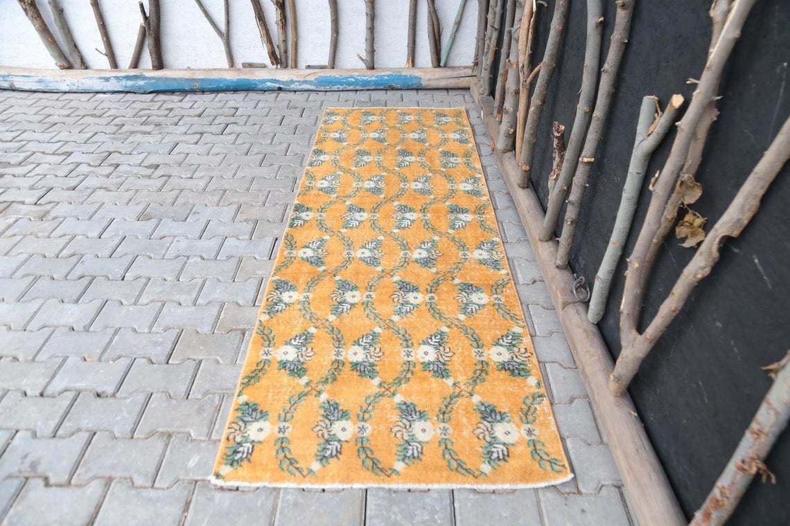 2'8x8'8 Ft, Turkish Runner Rug, Entryway Rug, Floral Rug, Farmhouse Rug, Decor Rug, Oushak Rug, Bathroom Rug, Authentic Rug, Handmade Rug photo for sale