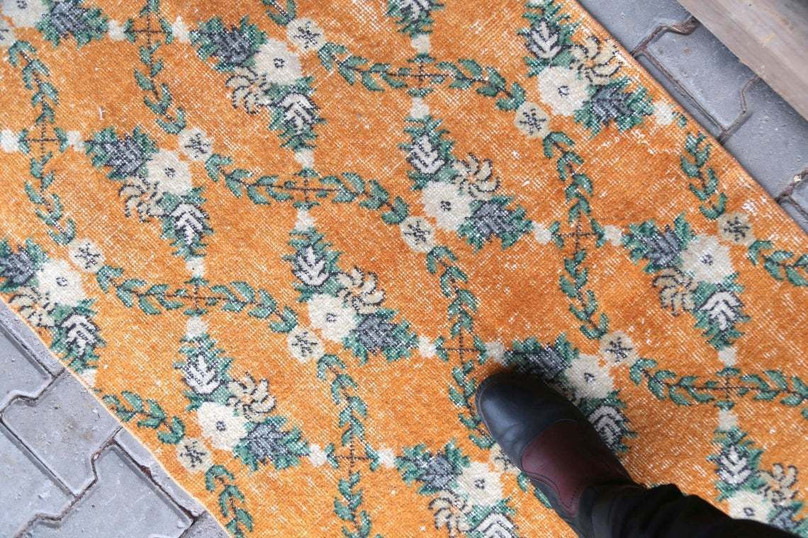 2'8x8'8 Ft, Turkish Runner Rug, Entryway Rug, Floral Rug, Farmhouse Rug, Decor Rug, Oushak Rug, Bathroom Rug, Authentic Rug, Handmade Rug photo buy