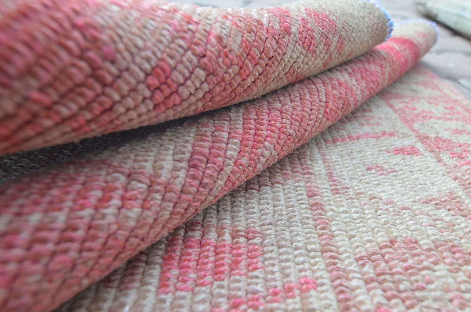 photo for sale 88x336 Cm Turkish Runner, Herki Runner, Vintage Runner, Oushak Runner, Handmade, Wool Runner, Bohemian Runner, Muted Faded Pink Shabby Chic