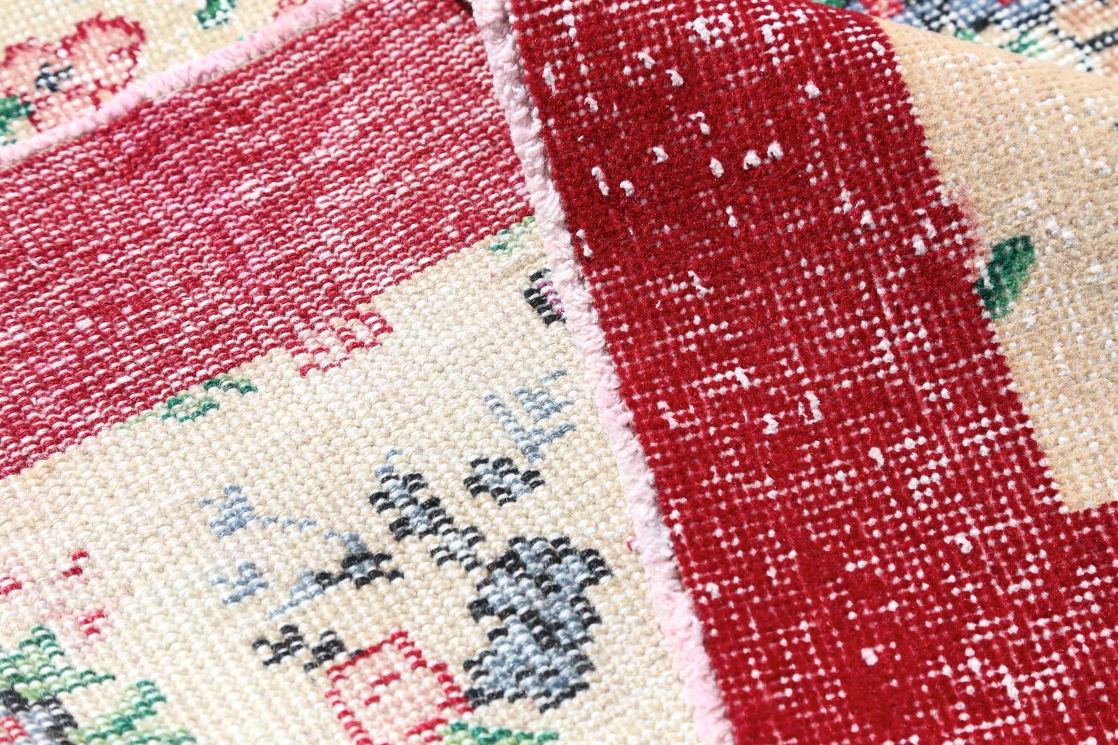 photo for sale Turkish Vintage Rug, Floral, Area Oushak Bohemian Rug, Hand Knotted, Wool, Living Room Rug, Beige Neutral Red, Natural Boho Chic
