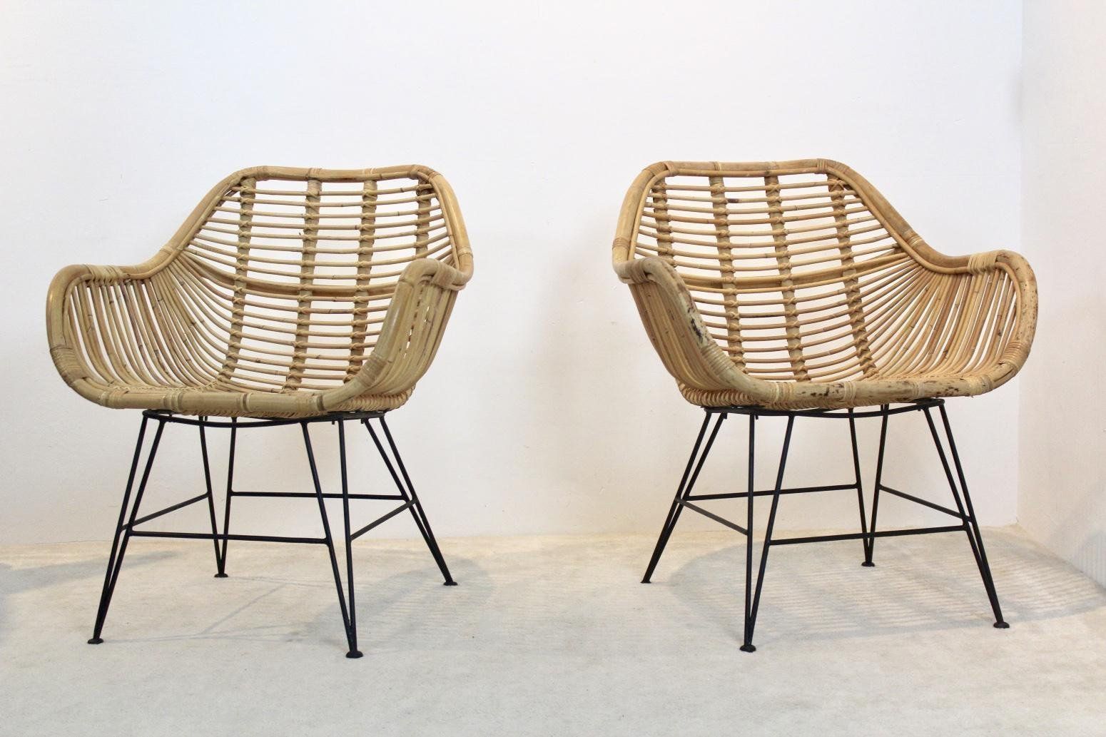 photo furniture Dutch Wicker & Steel Chairs, Set Of 2