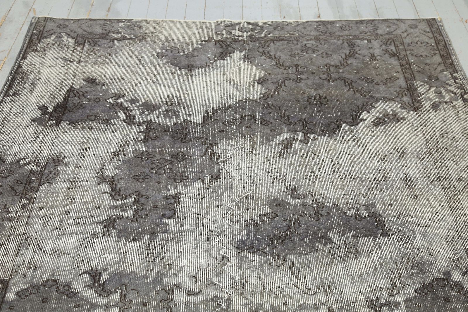 Turkish Rug, Gray, Area Oriental Rug, Vintage Oushak Rug, Traditional Rug, Wool Rug, Oriental Rug photo for sale