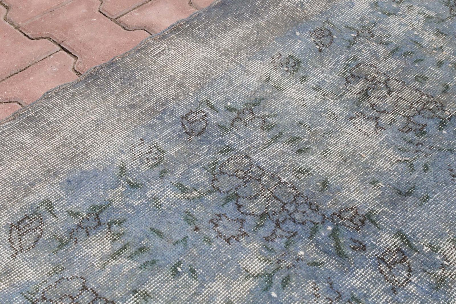 Turkish Rug, Blue Area Rug, Oushak Rug, Blue, Home Decor, Bedroom Decor, Farmhouse, Room Distressed, Hand Knotted Rug, Faded Brown photo buy