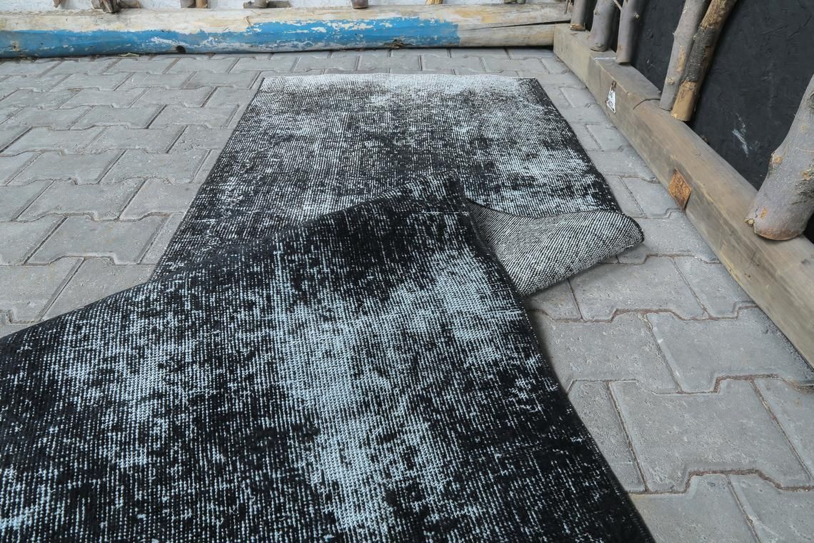 2.7x10.1 Ft, Vintage Turkish Black Runner, Distressed Runner Rug, Bohemian Solid Rug, Wool, Hallway Runner Rug, Oushak Rug, Rugs Runners photo vinterior