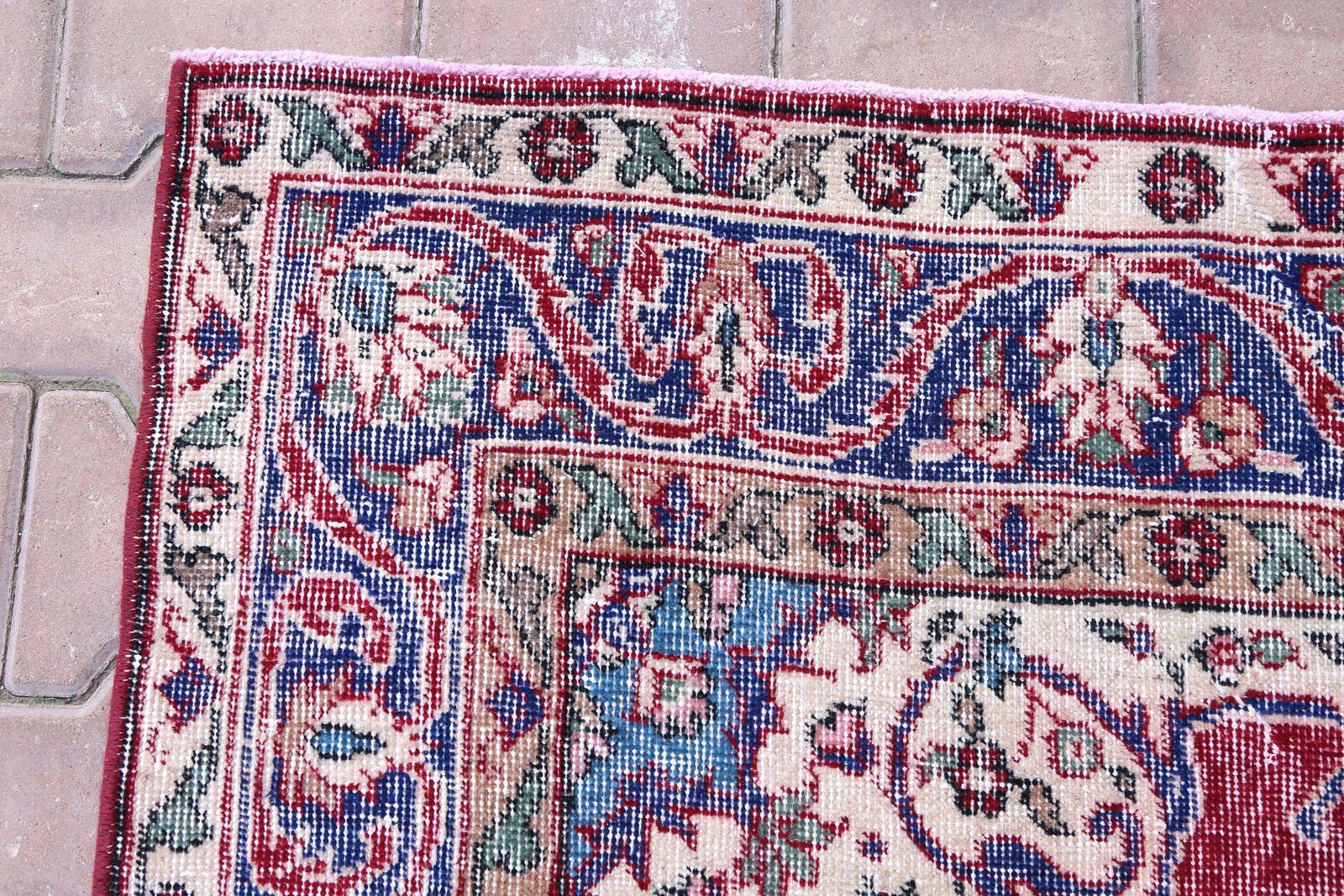 Oriental Rug, Turkish Area Rug, Rugs Handmade, Oushak Rug, Red, Navy Blue, Traditional Rug, Living Room Rug, Red Navy Blue Rugs photo vinterior