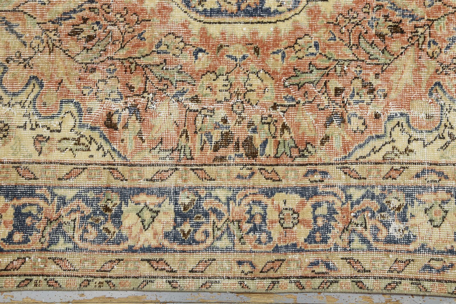 Mediterranean, Turkish Area Rug, Orange, Beige, Oushak Rug, Area Rug, Oriental Rug, Floral, Wool Rug, Distressed, Rugs photo buy
