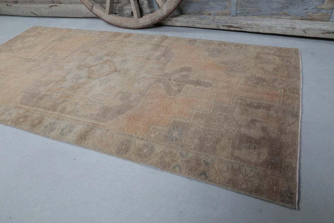 3.6x7.2 Runner Rug, Turkish Runner, Kitchen Throw Farmhouse Decor, Rugs, Area Rug, Bohemian Rug, Oriental Rug, Antique Rug, Beige Peach photo 311.0