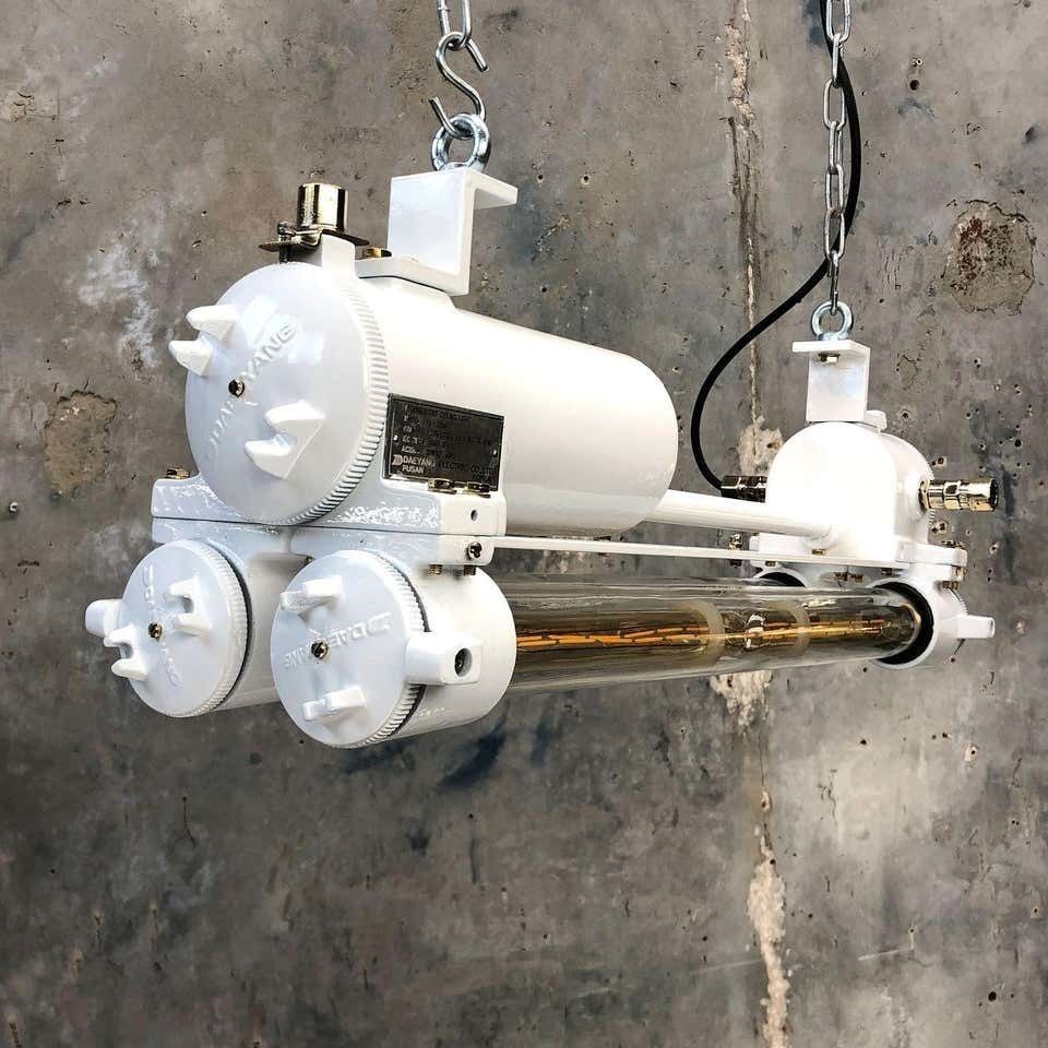 Vintage Industrial Edison L.E.D Flameproof Tube Ceiling Strip Light In White
