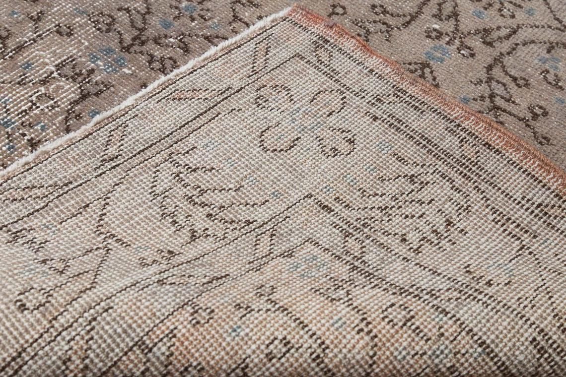 photo for sale 5.7x6.9 Turkish Vintage Rug, Brown Area Oushak Rug, Wool Rug, Room Decor, Floral, Living Room Rug, Distressed Rug, Boho Chic Art Deco
