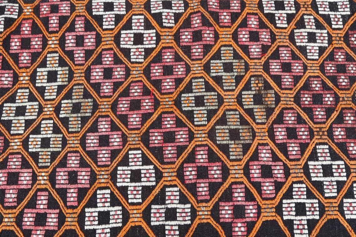 4x102, Turkish Kilim Wide Flatweave Runner, Vintage Oushak Kilim, Wool, Handmade, Hallway Runner, Home Decor, Turkish Runner, Red, Orange photo 355.0