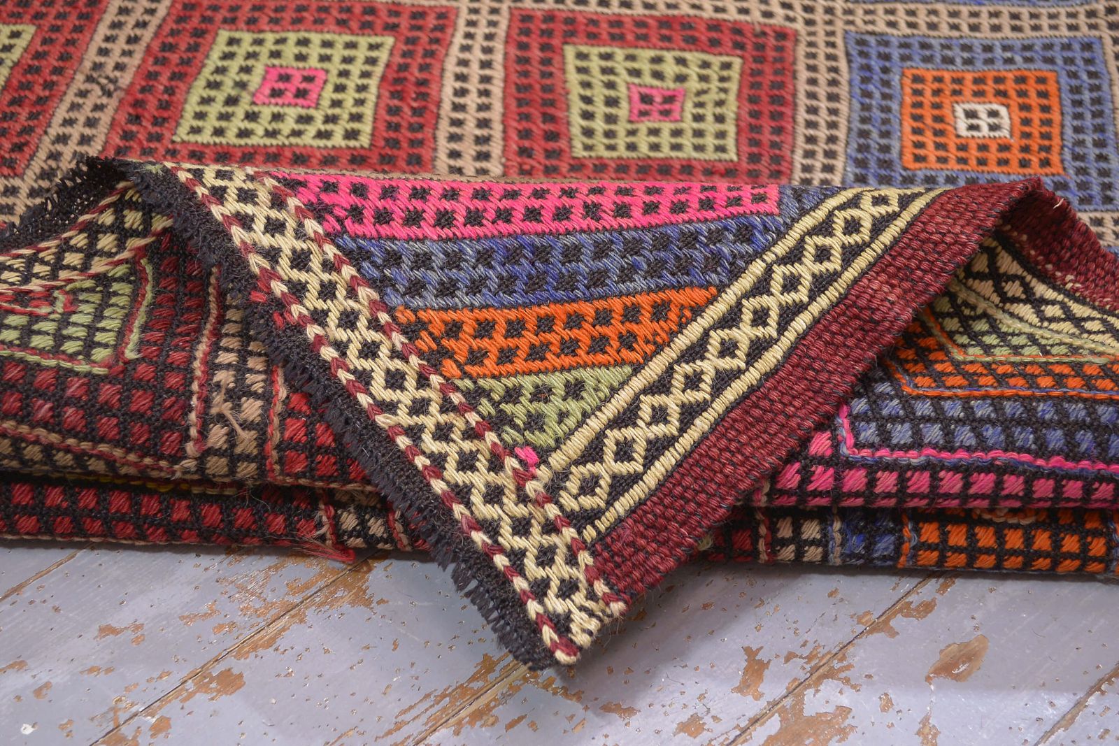 Turkish Kilim, Flatweave Rug, Vintage Kilim, Oushak Kilim, Farmhouse Deco, Turkish Rug, Kelim Pink Orange photo vintage