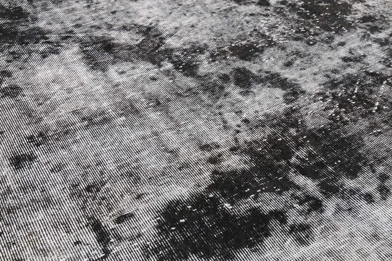 7.3x10.5, Black Turkish Rug, Area Rug, Distressed Muted Handmade Rug, Vintage Turkish Carpet, Black, Wool Rug, Decor Modern Mid Century photo vinterior