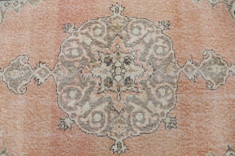 3.7x6.8, Turkish Rug, Wool Rug, Area Rug, Oushak Rug, Rugs, Anatolian Rug, Hand Knottted Rug, Traditional Rug, Designer Rug, Orange Rug, Rug photo for sale