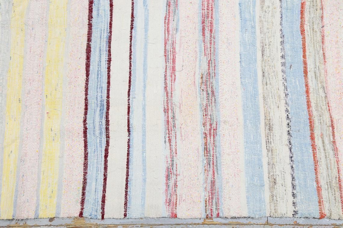 6.1x9.3, Turkish Kilim, Pastel Pink Turquoise Yellow Flatweave Vintage Rag Rug Neutral Handmade, Cotton Long Rug, Striped Pastel Natural photo buy