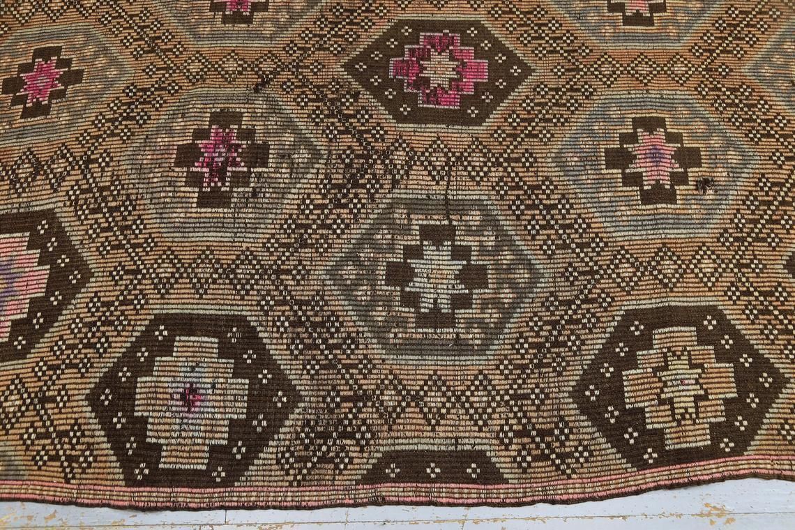 5.8x9.2, Bohemian Turkish Rug, Pink, Beige Pastel, Area Rug, Medallion Rugs, Kilims, Flat Weave Rug, Handmade, Vintage Oushak Rug Floral, photo vinterior