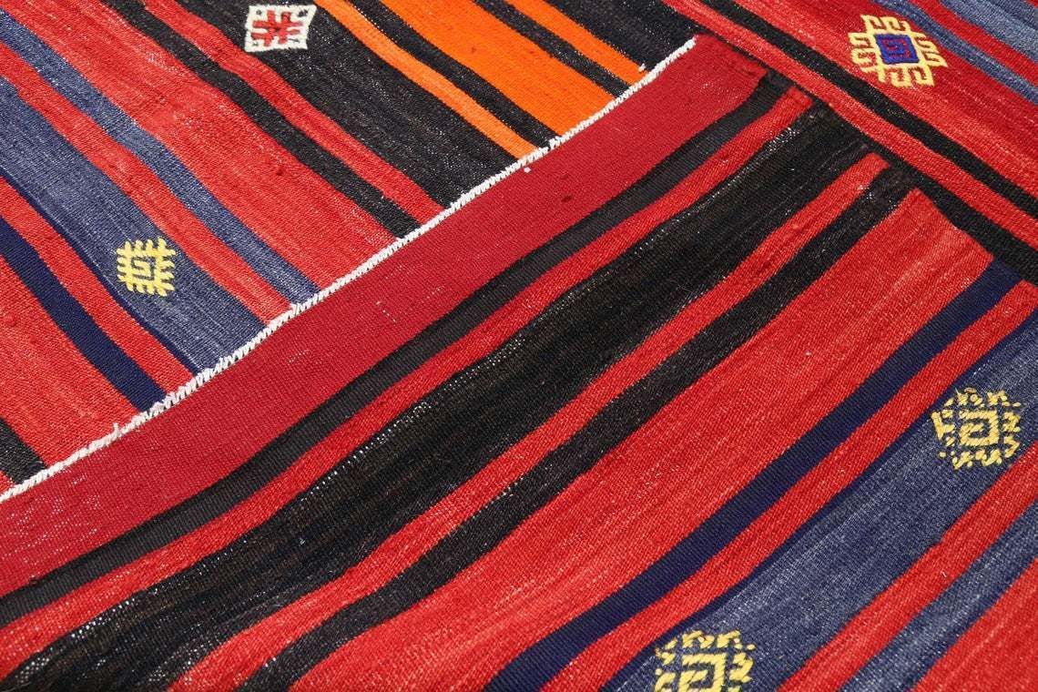 photo furniture 6.2x12.3, Flatweave Rug, Kilim Rug, Area Rug, Turkish Rug, Striped Runner Rug Kilim, Red Rug, Living Room Rug, Red, Black Stripe Diamond