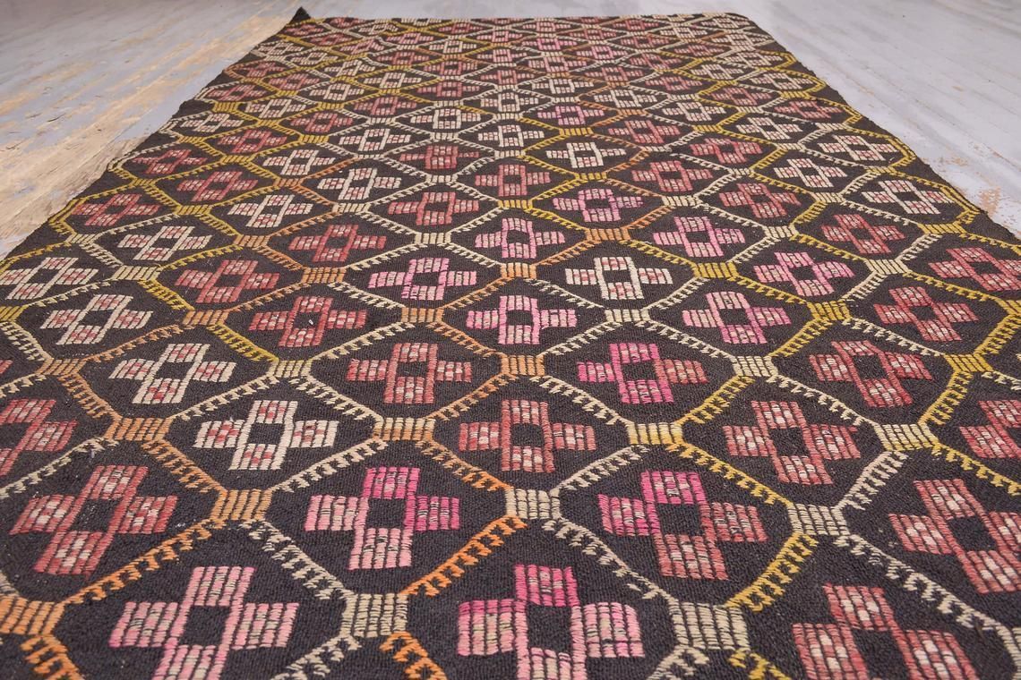 Flatweave Rug, 5x9.6, Kilim, Oushak Rug, Rugs, Turkish Rug, Vintage Rug, Geometric Rug, Kilim Rug, Area Rug, Handmade Rug, Boho Rug, Decor photo furniture