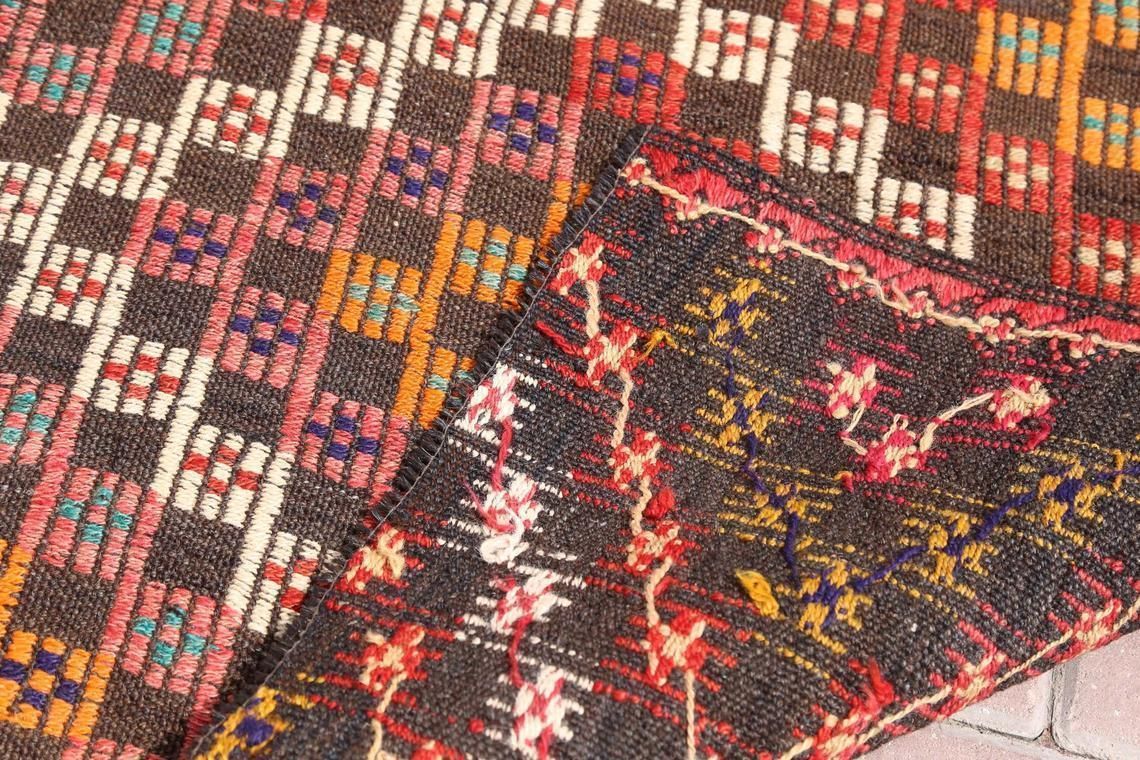 photo furniture 5.4x10.5, Turkish Kilim, Flatweave Rug, Vintage Kilim, Oushak Kilim, Wool, Handmade, Area Rug, Room Decor, Turkish, Geometric, Red, Orange