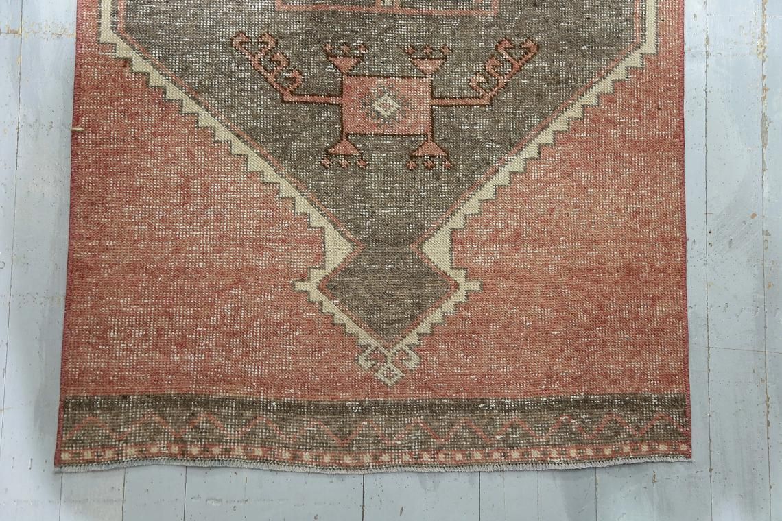 Turkish Vintage Runner, Oushak Rug, Home Decor, Turkish Rug, Wool Rug, Rug Runner, Faded Red Brown Runner, Boho Rug, Rugs photo vinterior