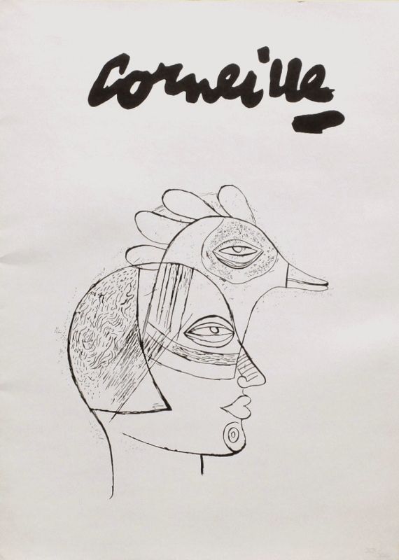 Corneille Guillaume   Serigraph   Woman And Familiar Fauna