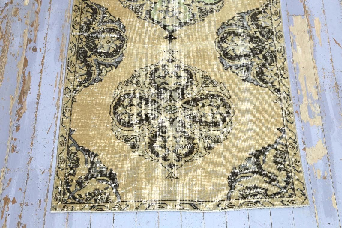 Hallway Turkish Runner, Oriental Vintage Faded Orange, Natural Beige, Wool, Handmade, Oushak Bohemian Runner, Wide Neutral Beige photo 322.0