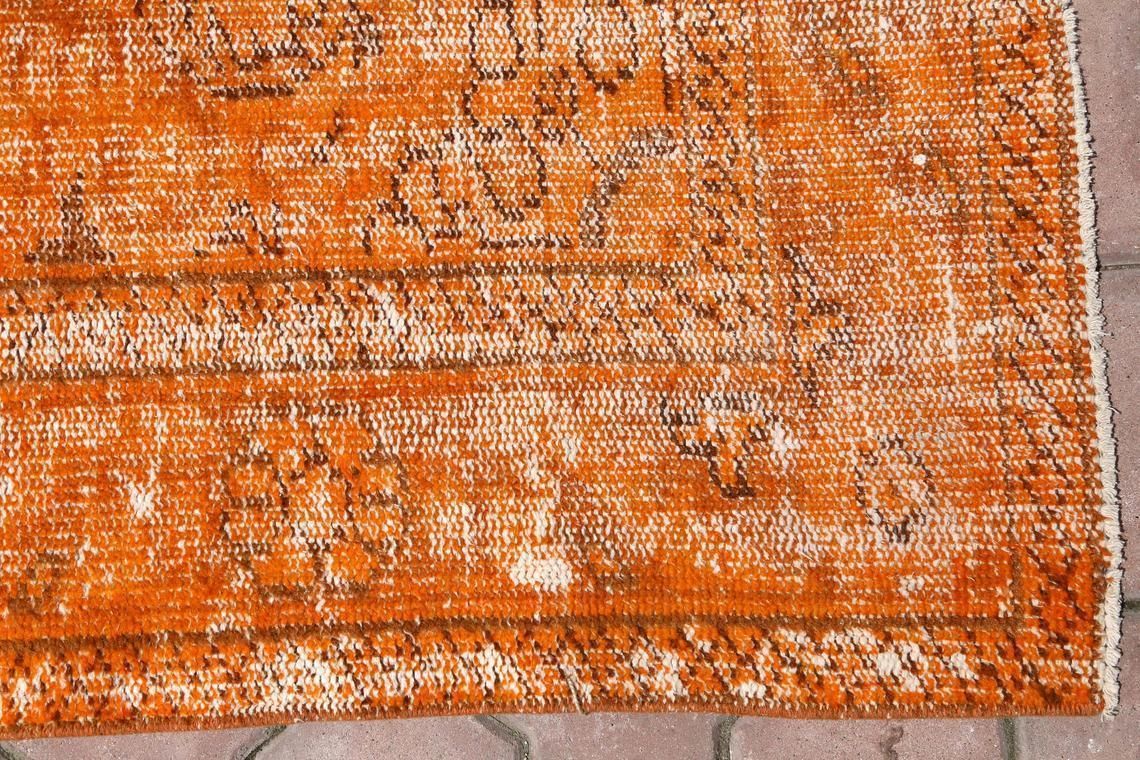 6x9 Turkish Rug, Area Rug, Wool Rug, Oushak Rug, Antique Rug, Oriental, Orange Faded Rugs Teppich Modern Art Deco, Living Room Rug 5.8x9.6 photo for sale
