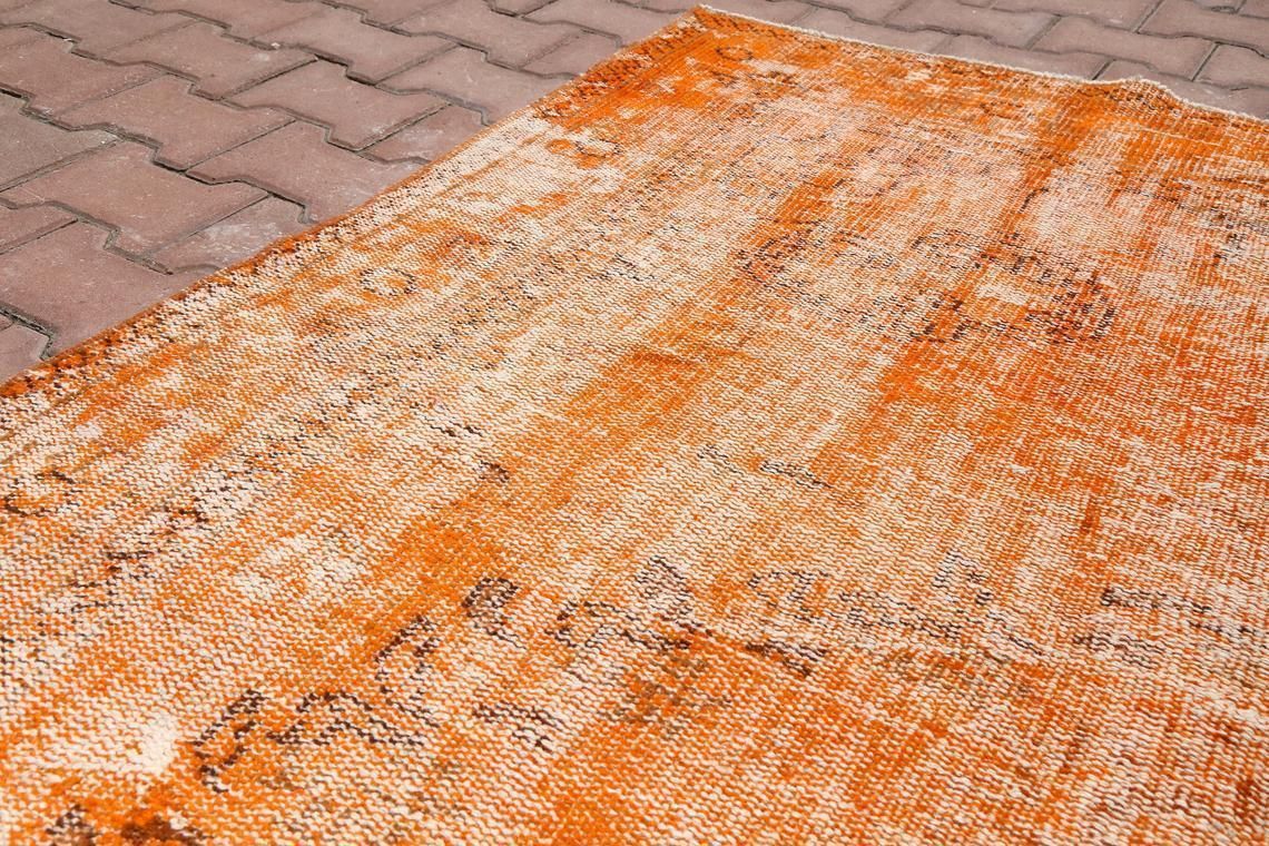 6x9 Turkish Rug, Area Rug, Wool Rug, Oushak Rug, Antique Rug, Oriental, Orange Faded Rugs Teppich Modern Art Deco, Living Room Rug 5.8x9.6 photo 482.0