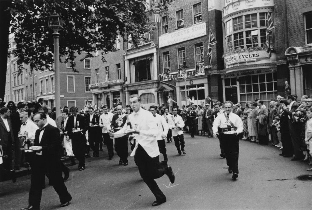 Slim Aarons 'Soho Waiters Race' 1955 Oversize Unframed Silver Gelatine Resin Print