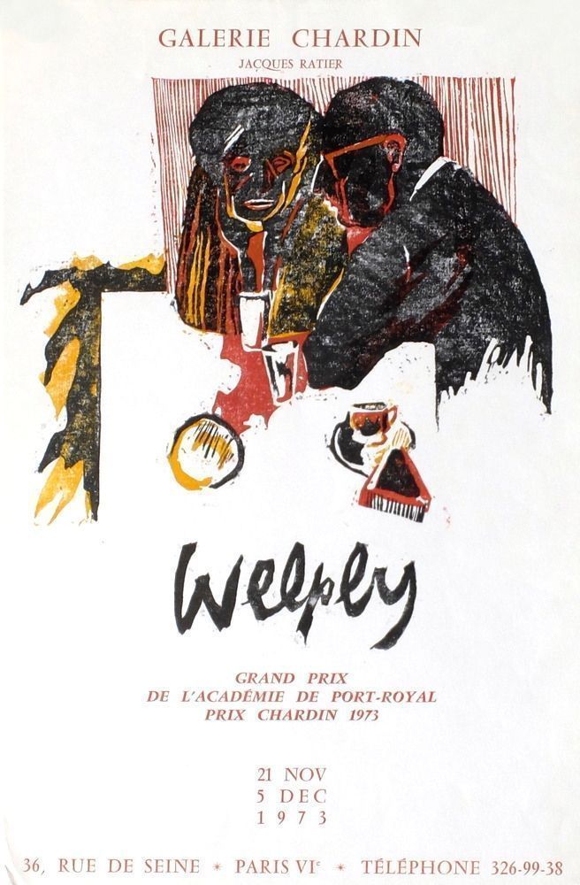 Welply Michael (1948)   Linocut Poster   Galerie Chardin Jacques Ratier 1973