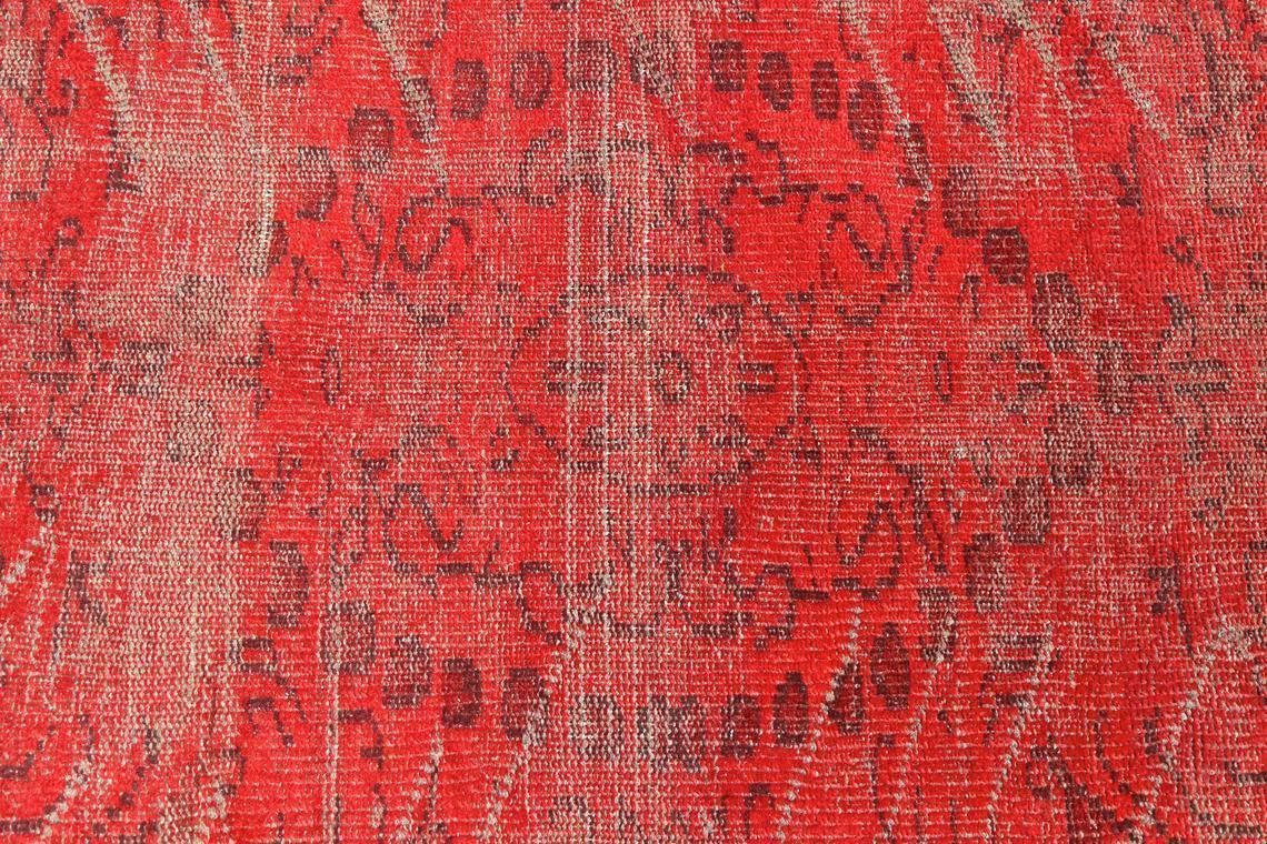 Turkish Rug, Red, Handmade, Modern, Home Decor, Red Decor, Rugs, Living Room Rug, Vintage Rug, Overdyed Oushak Rug, 5.9x9.6 photo Textiles