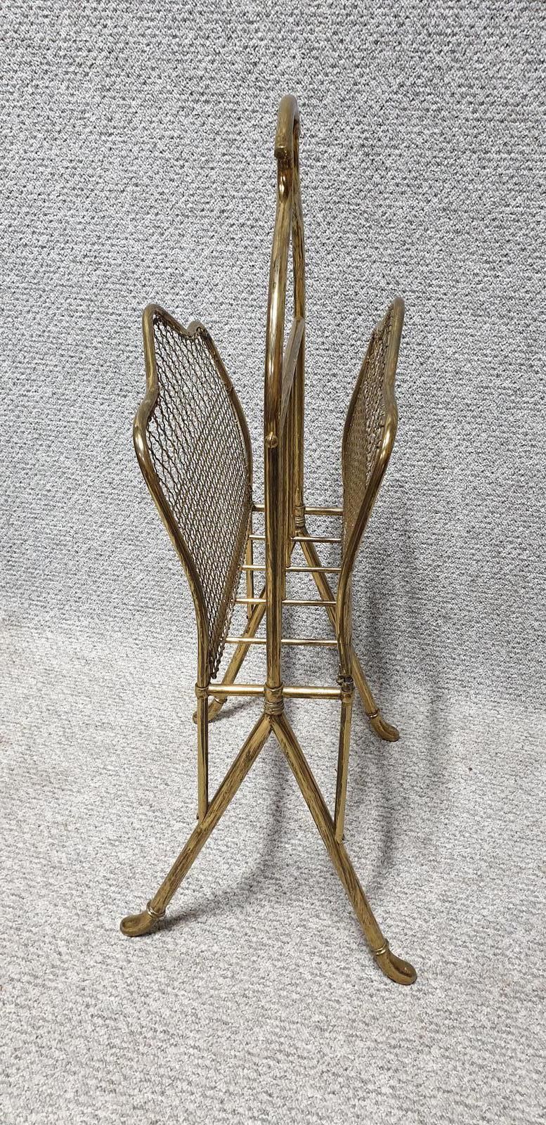 Edwardian Brass Magazine Rack photo furniture