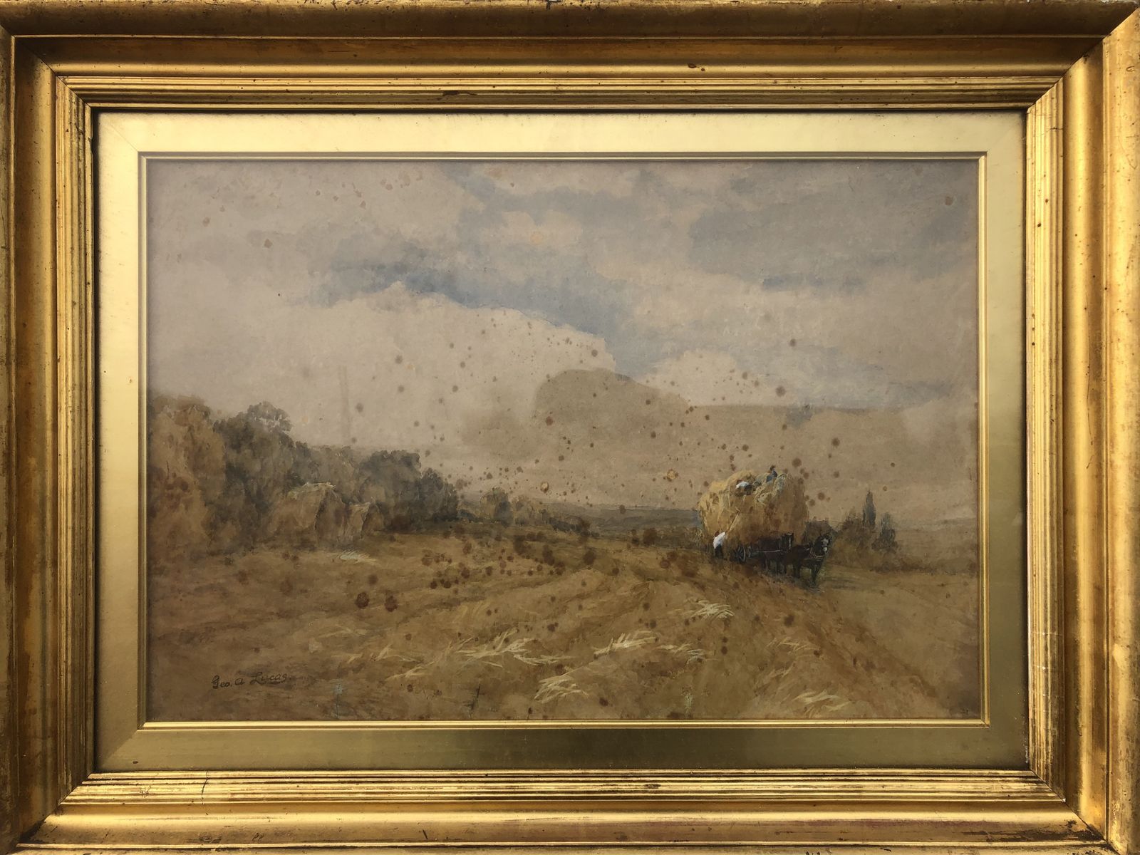 Watercolour Painting By George Lucas "Harvesting" 1863  1899