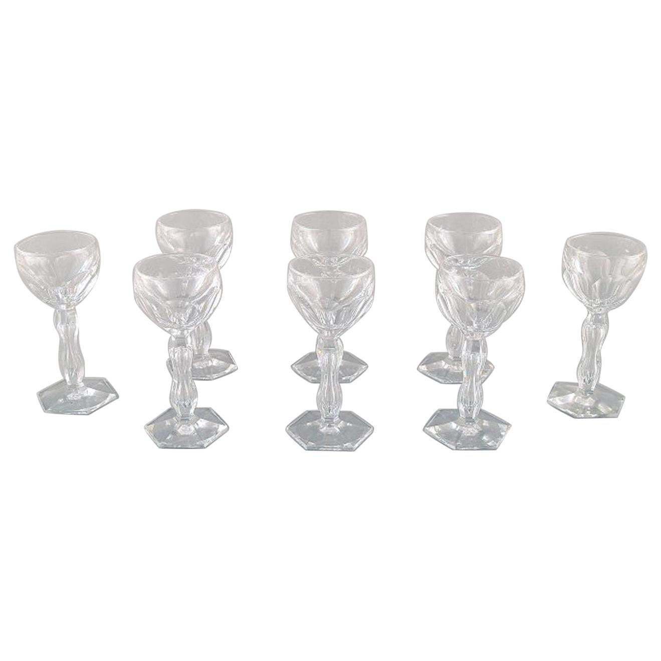 Val St. Lambert, Belgium, Eight Lalaing Glasses In Mouth Blown Crystal Glass photo Home Decor