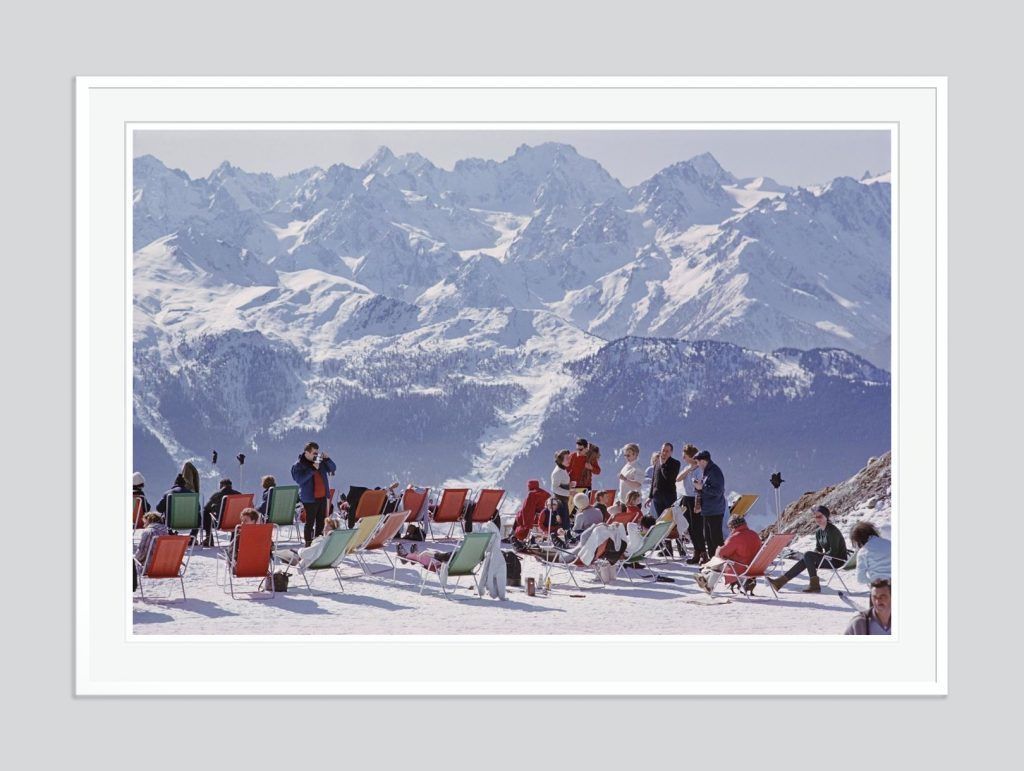 Slim Aarons 'Lounging In Verbier' 1964 Oversize White Frame C Type Print