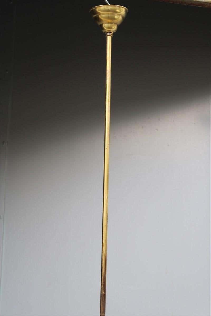 Midcentury Italian Chandelier Yellow Vistosi Design 1950s Brass Gold photo for sale