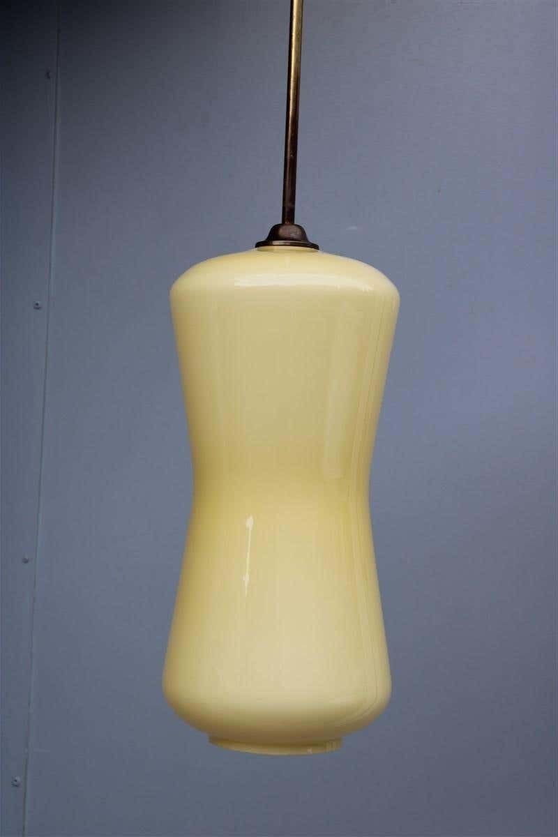photo furniture Midcentury Italian Chandelier Yellow Vistosi Design 1950s Brass Gold