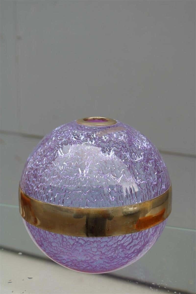 Ball Vase Italian Design Wisteria Taddei 1970s Silver Applications photo 777.0