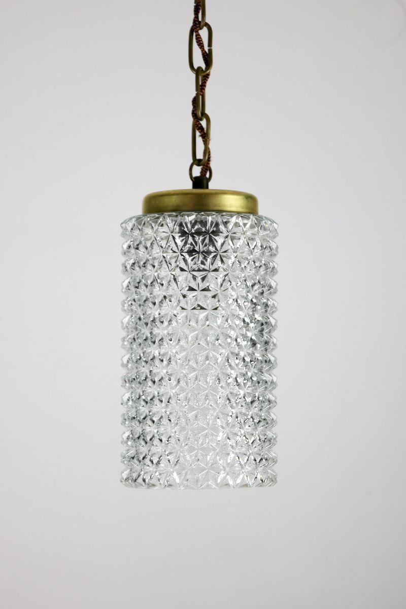Crystal Glass Pendant Lamp, 1960s photo for sale