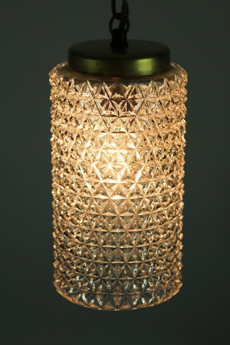 Crystal Glass Pendant Lamp, 1960s photo vintage