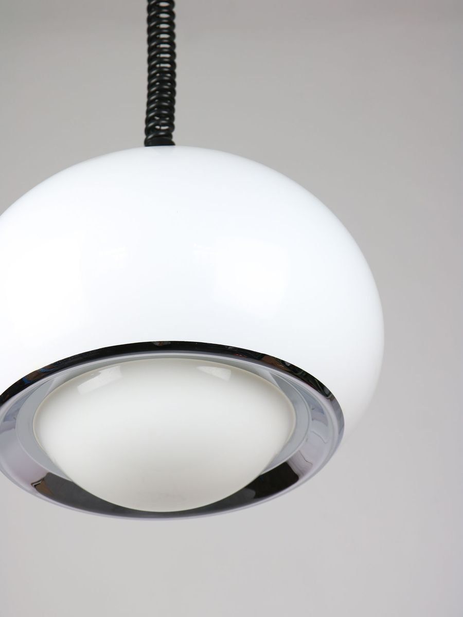 Mid Century White Bud Pendant Lamp From Guzzini, 1980s photo Lighting