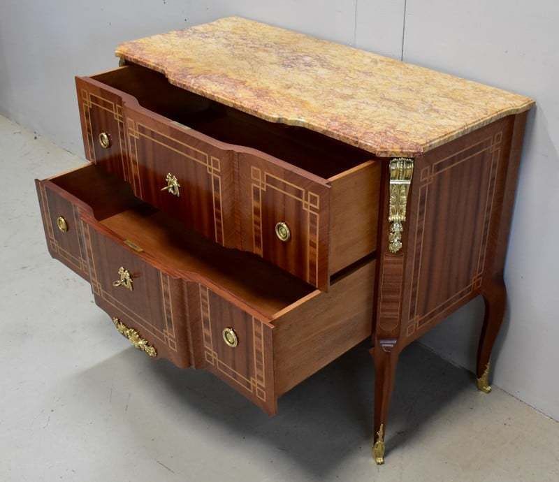Mahogany Sauteuse Commode, Transition Louis XV / Louis XVI Style   Early 20th Century photo Furniture