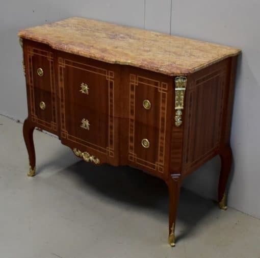 Mahogany Sauteuse Commode, Transition Louis XV / Louis XVI Style   Early 20th Century photo for sale