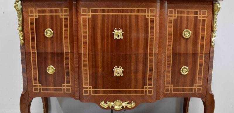 photo furniture Mahogany Sauteuse Commode, Transition Louis XV / Louis XVI Style   Early 20th Century