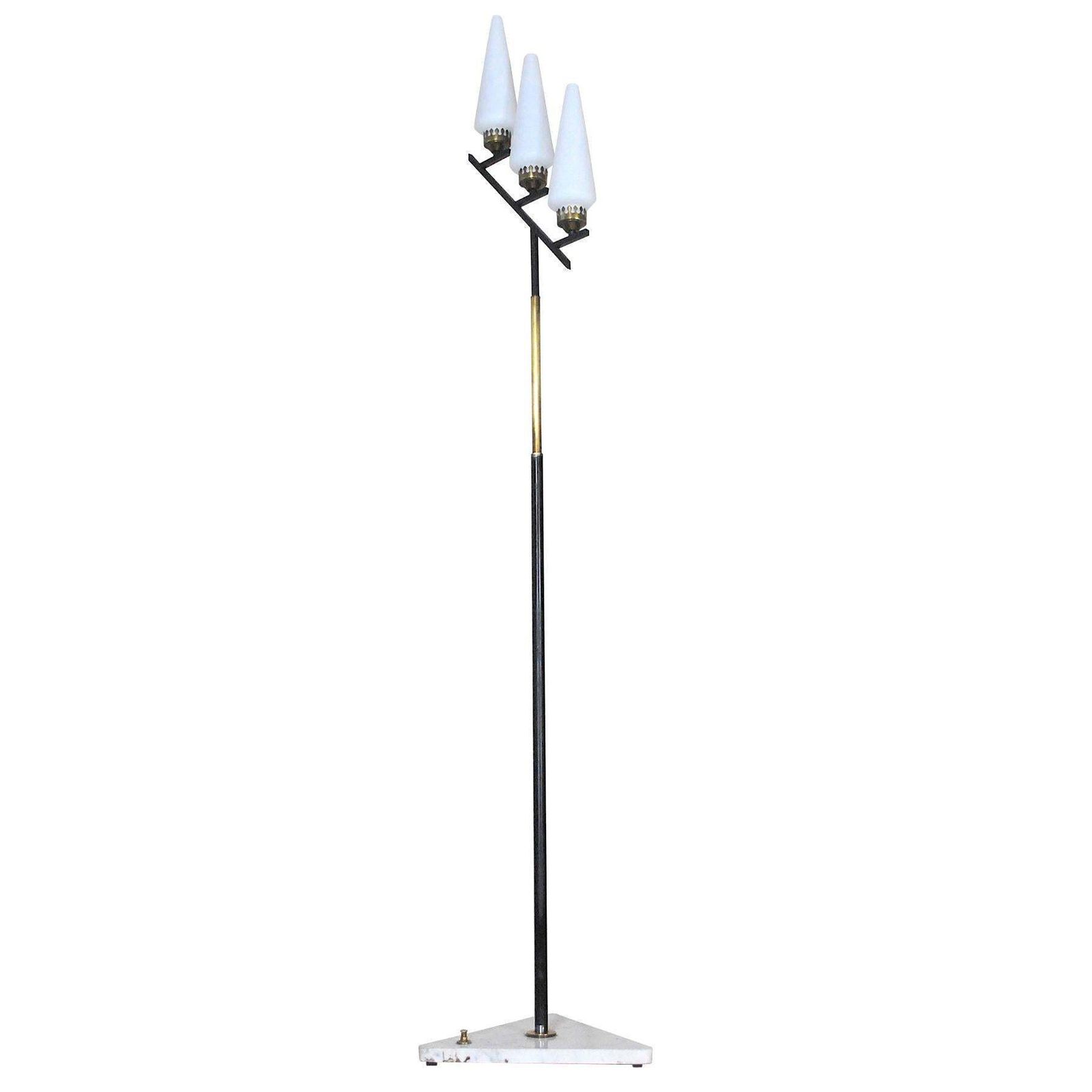 photo furniture Stilnovo Italian Midcentury Floor Lamp In Brass And Opaline From The 1950s