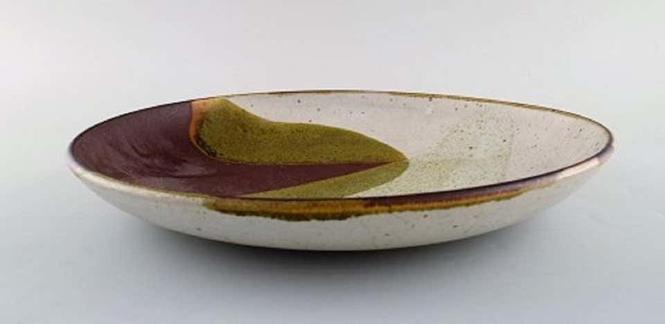 European Studio Ceramist, Unique Dish In Glazed Ceramics, Dated 1985