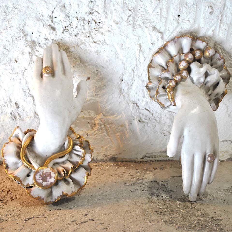 Pair Of Ceramic Hands 1920s In Art Deco photo Home Decor