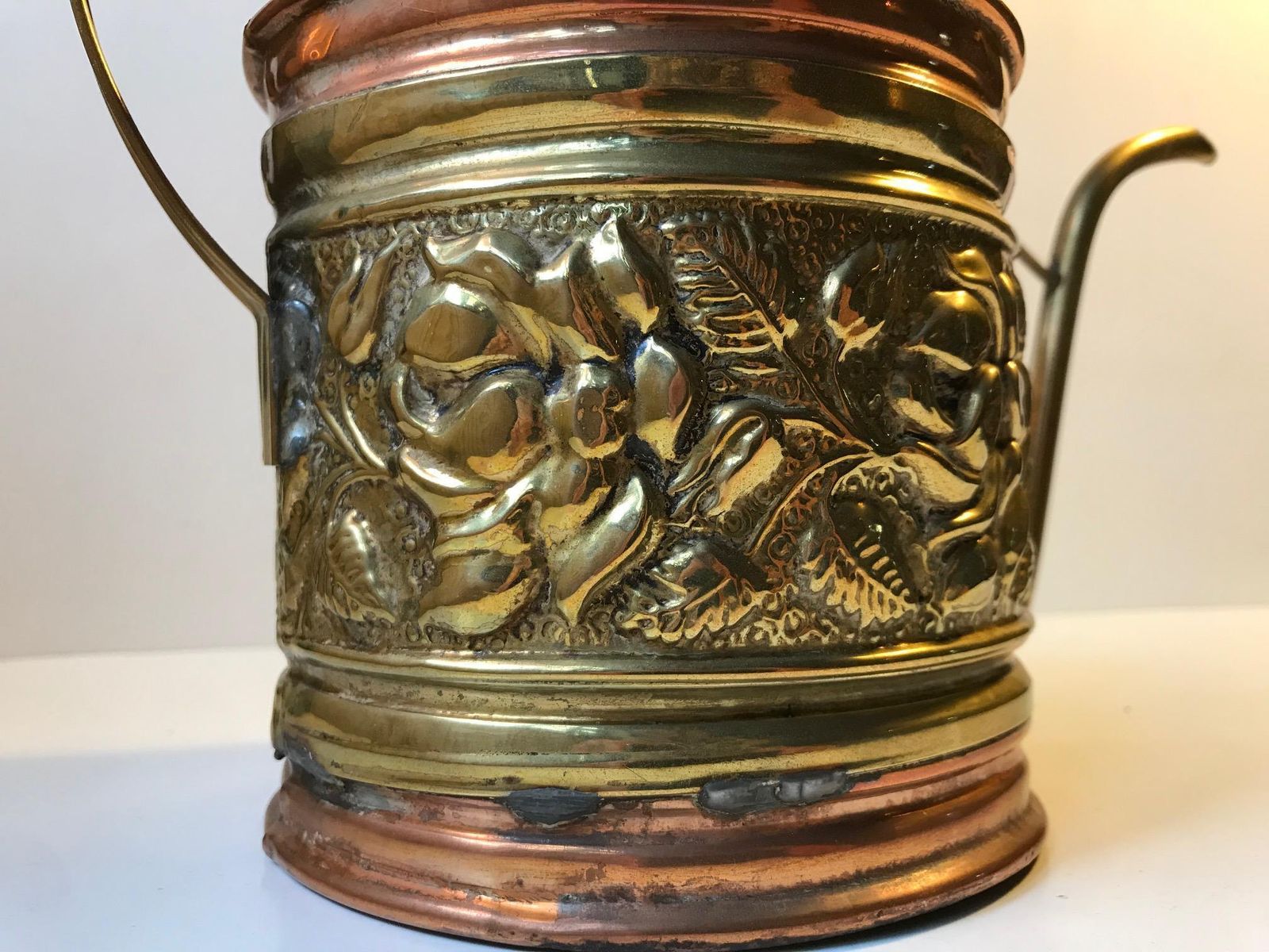 Antique English Watering Can In Copper And Brass photo Home Decor
