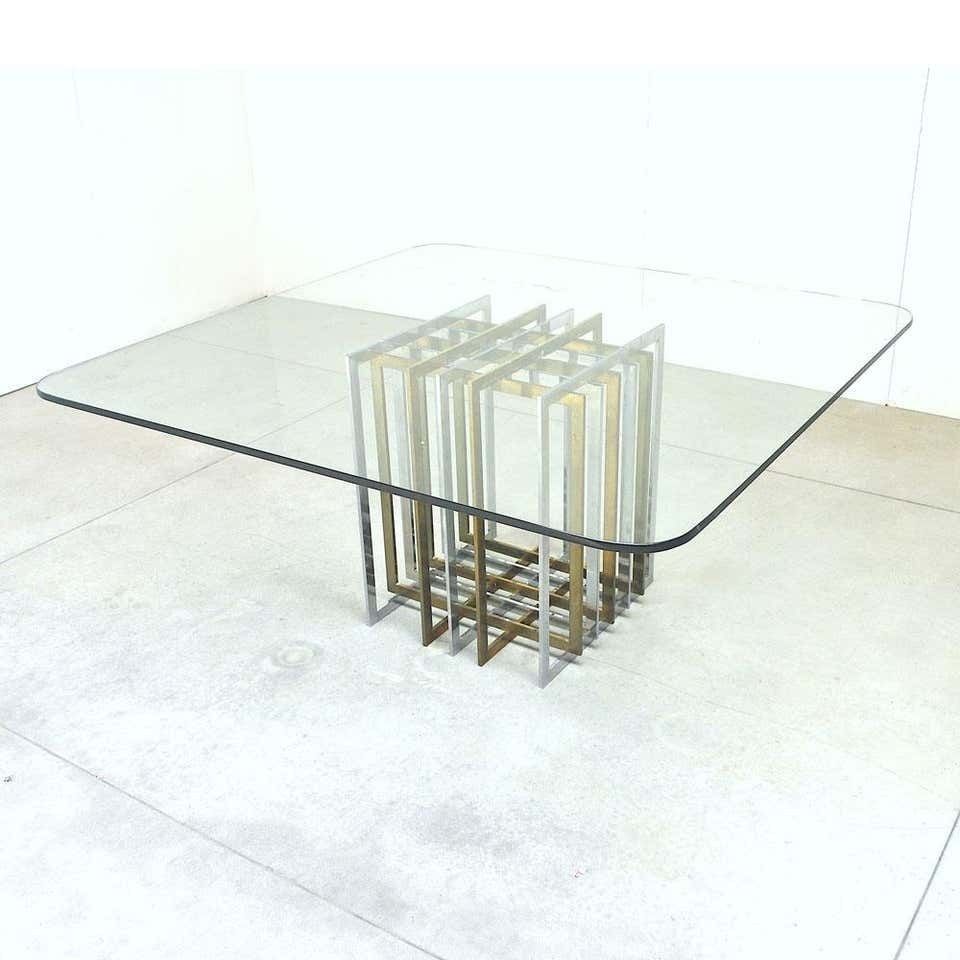Pierre Cardin Midcentury 1970s Table In Brass Steel And Glass photo for sale