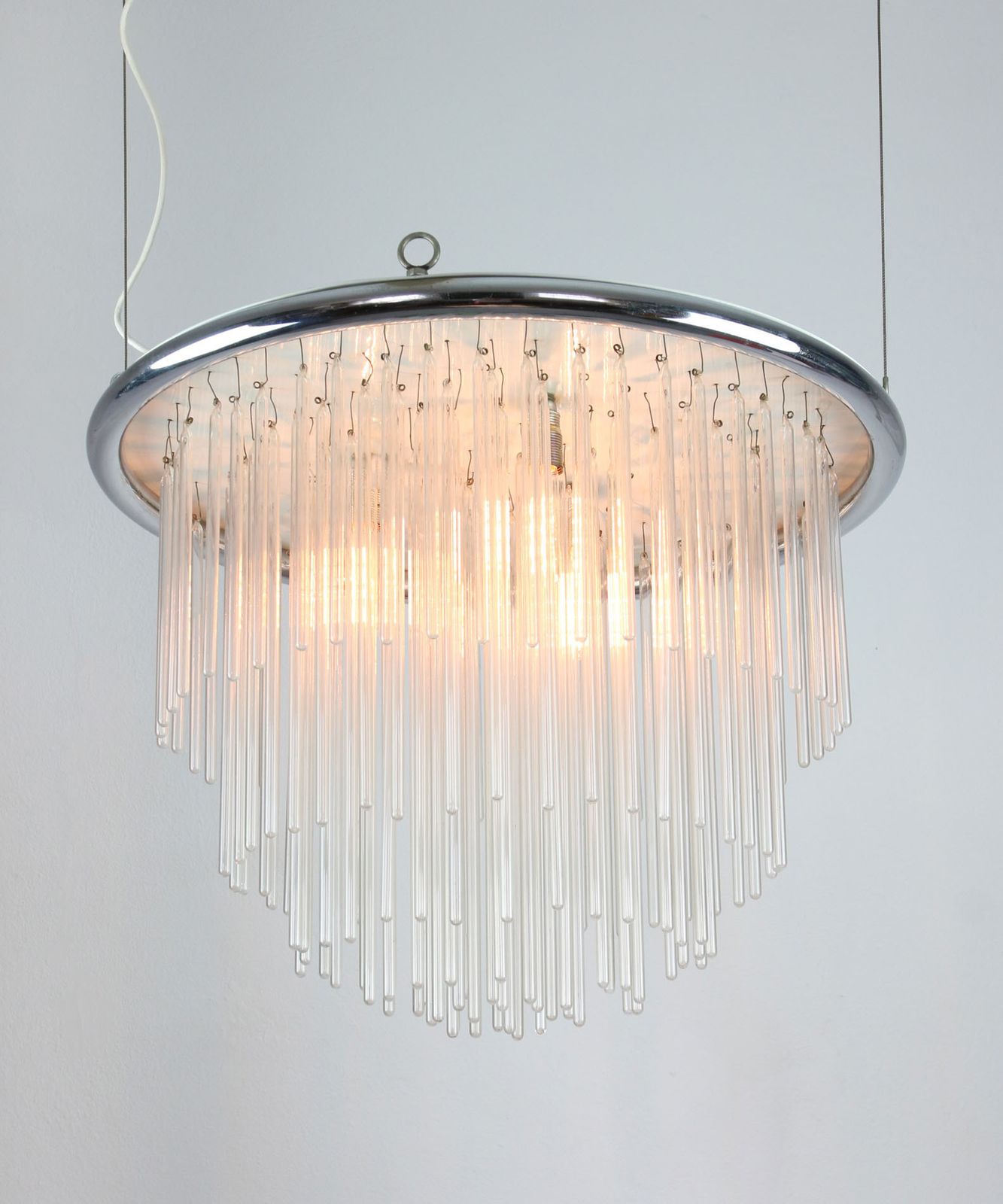 Minimalist Hand Blown Glass Chandelier, 1 Of 15, 1970s photo 1750.0